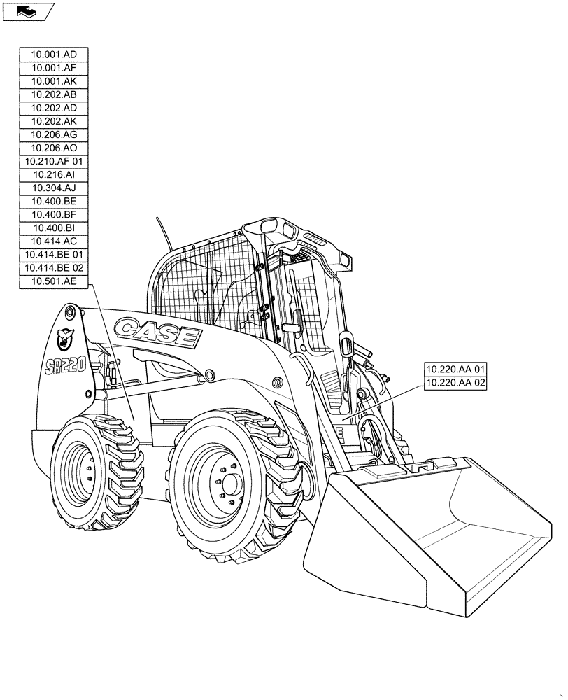 Схема запчастей Case SR220 - (10.000.00) - PICTORIAL INDEX - ENGINE (10) - ENGINE