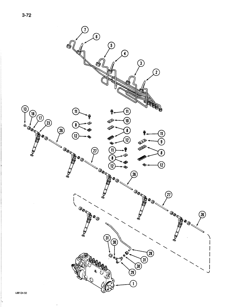 Схема запчастей Case 1080B - (3-72) - FUEL INJECTION SYSTEM, 504BDT ENGINE (03) - FUEL SYSTEM