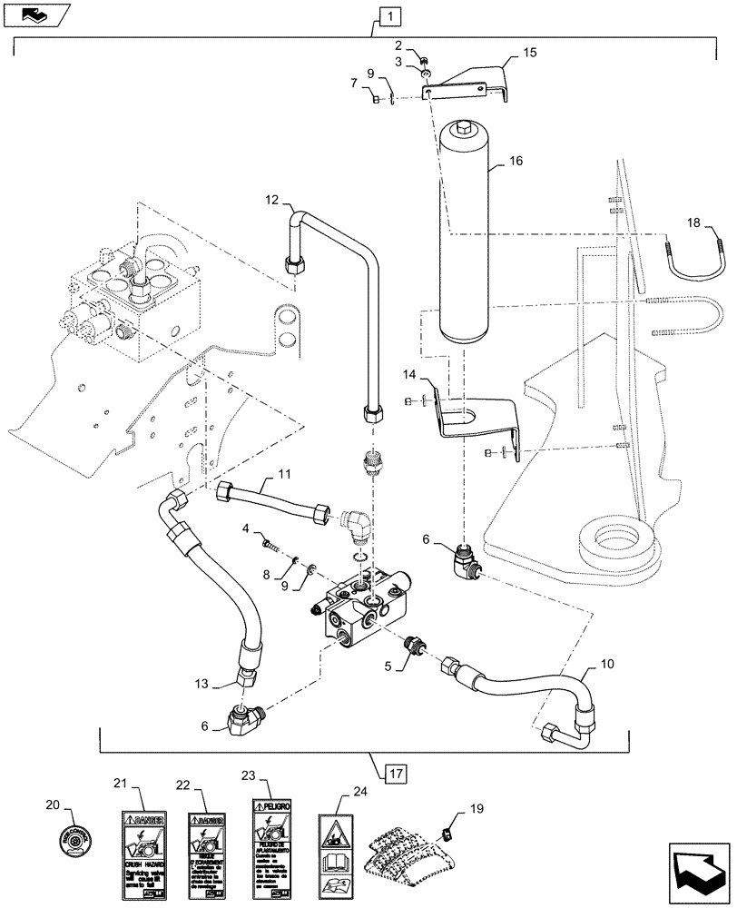 Схема запчастей Case 821E - (88.035.03) - DIA KIT, FIELD RIDE CONTROL (08) - HYDRAULICS