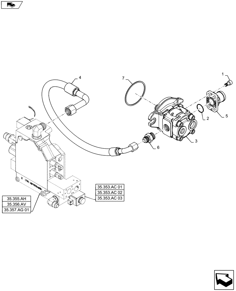 Схема запчастей Case SR175 - (35.220.AA[01]) - STANDARD GEAR PUMP (35) - HYDRAULIC SYSTEMS