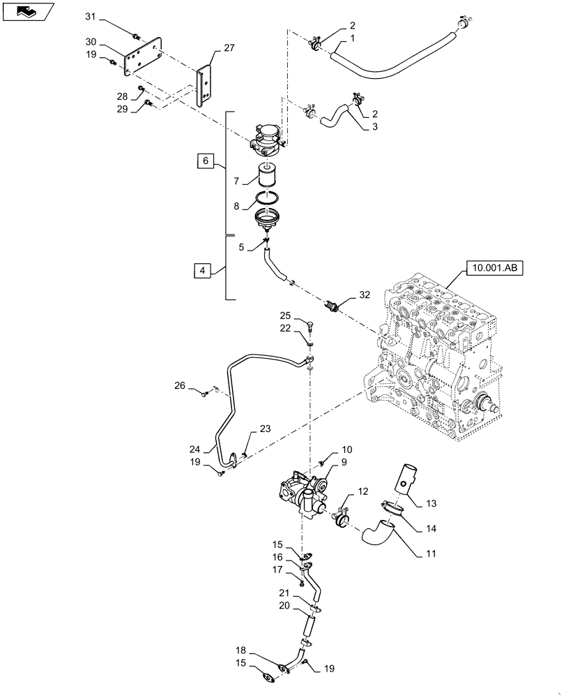 Схема запчастей Case SR175 - (10.250.AC) - TURBOCHARGER & RELATED PARTS (10) - ENGINE