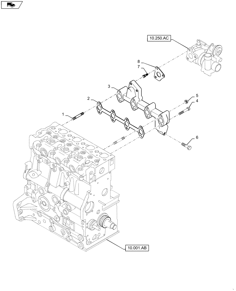 Схема запчастей Case SR175 - (10.254.AC) - EXHAUST MANIFOLD (10) - ENGINE