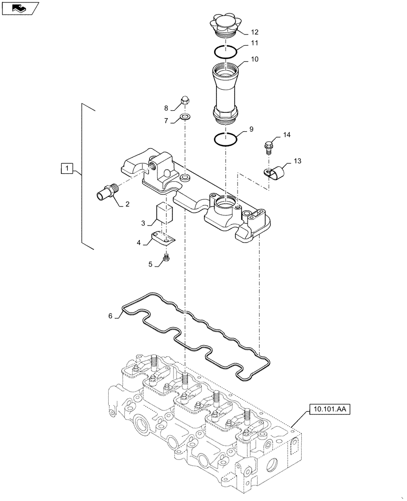 Схема запчастей Case SR175 - (10.101.AB) - VALVE COVER (10) - ENGINE