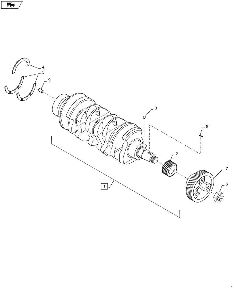 Схема запчастей Case SR175 - (10.103.AA) - CRANKSHAFT & PULLEY (10) - ENGINE