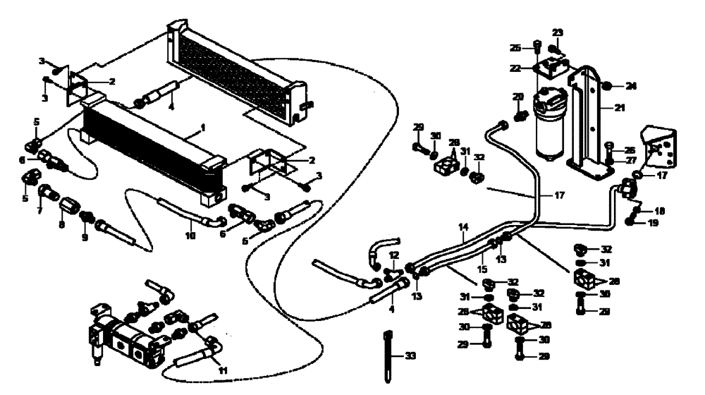 Схема запчастей Case 340B - (47A01002359[001]) - COOLING SYSTEM, HYDRAULIC BRAKE CIRCUIT (HHD0340BN7PG58147 AND AFTER) (84237016) (09) - Implement / Hydraulics / Frame / Brakes