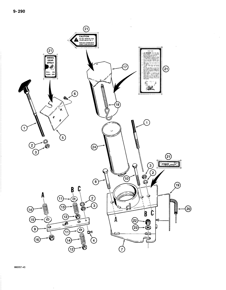 Схема запчастей Case 1080B - (9-290) - SWING GEAR SPRAY LUBRICATOR (09) - CHASSIS