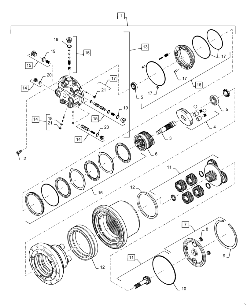 Схема запчастей Case TR270 - (35.353.AD[03]) - 2 SPEED DRIVE MOTOR (35) - HYDRAULIC SYSTEMS