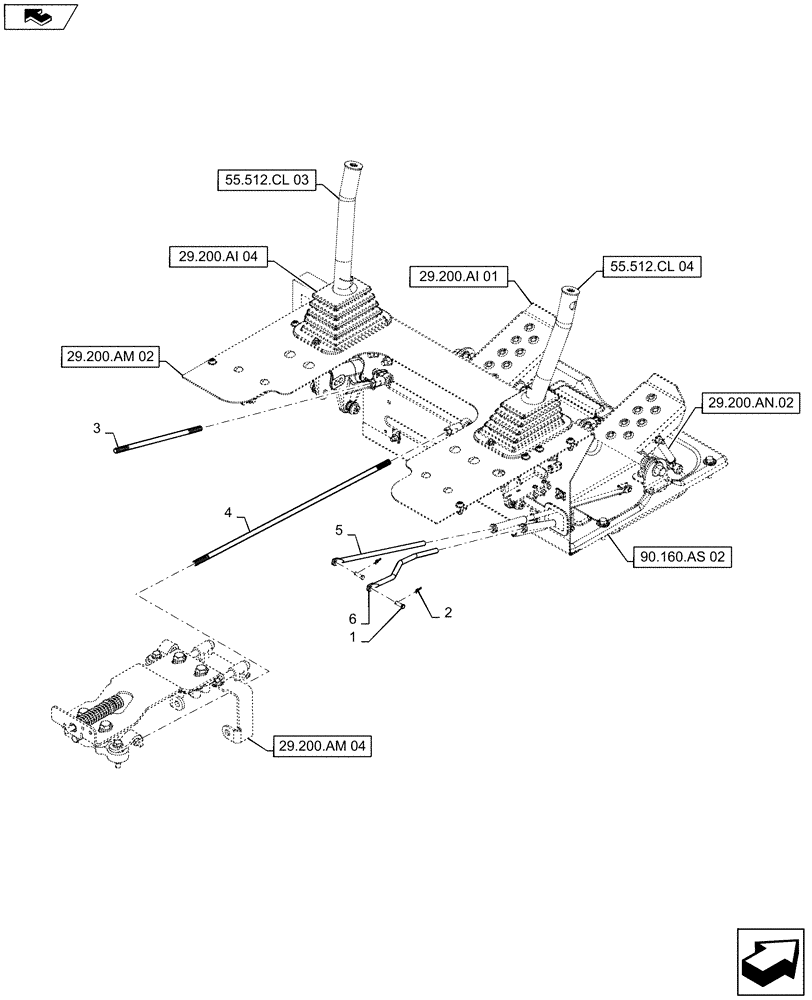 Схема запчастей Case SR130 - (29.200.AI[03]) - FOOT CONTROLS MOUNTING ASSEMBLY (29) - HYDROSTATIC DRIVE