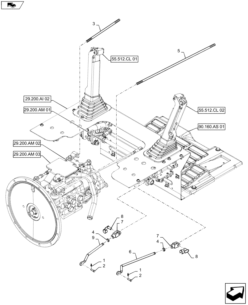 Схема запчастей Case SR130 - (29.200.AI[01]) - HAND CONTROLS MOUNTING ASSEMBLY (29) - HYDROSTATIC DRIVE