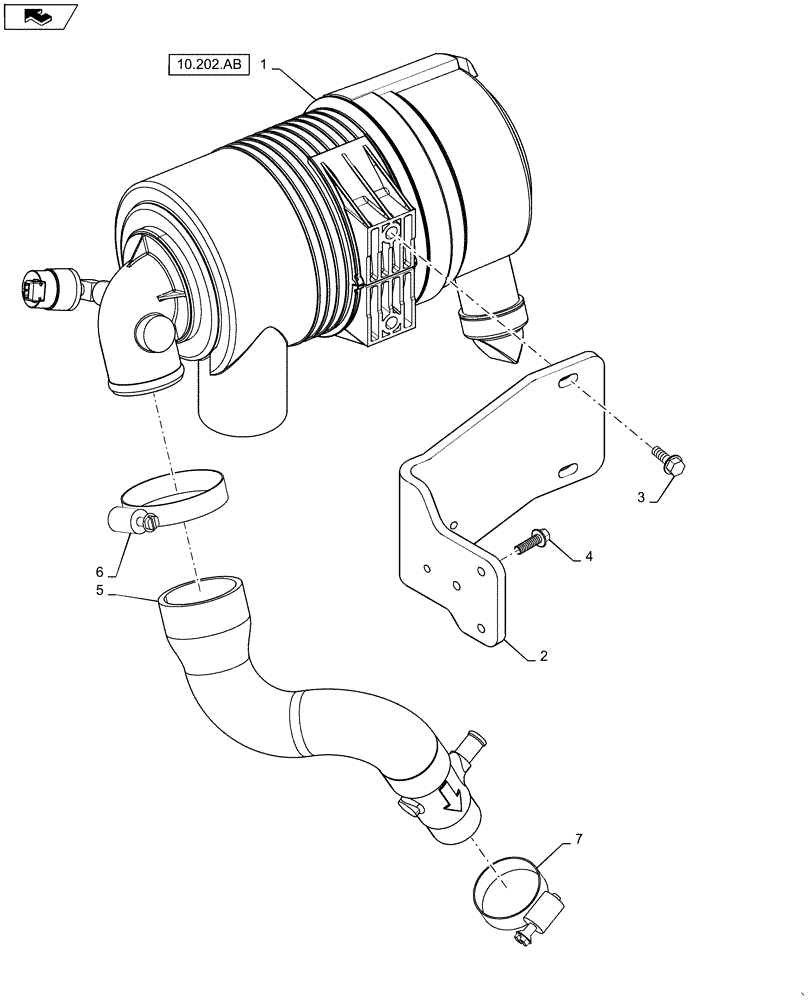 Схема запчастей Case SV185 - (10.202.AD) - AIR CLEANER - AIR INTAKE PARTS (10) - ENGINE