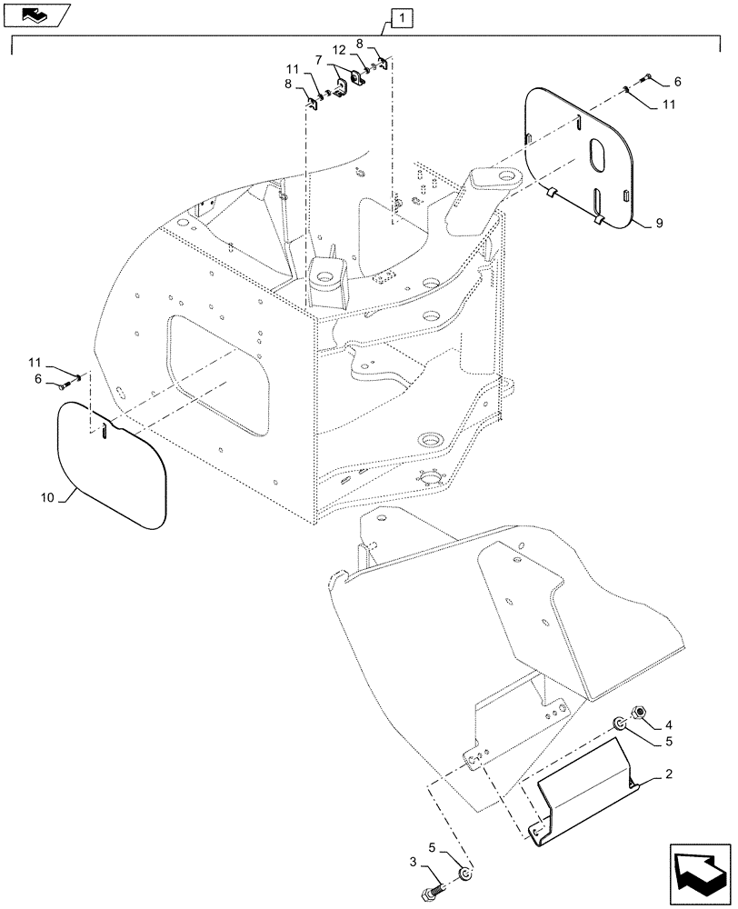 Схема запчастей Case 821E - (88.088.01) - DIA KIT, FIELD SIDE COVERS - CASE (09) - CHASSIS