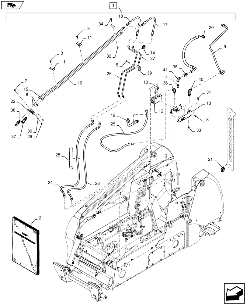 Схема запчастей Case SR175 - (88.035.16) - DIA KIT, 2ND FRONT HYD AUX- MED RAD (88) - ACCESSORIES