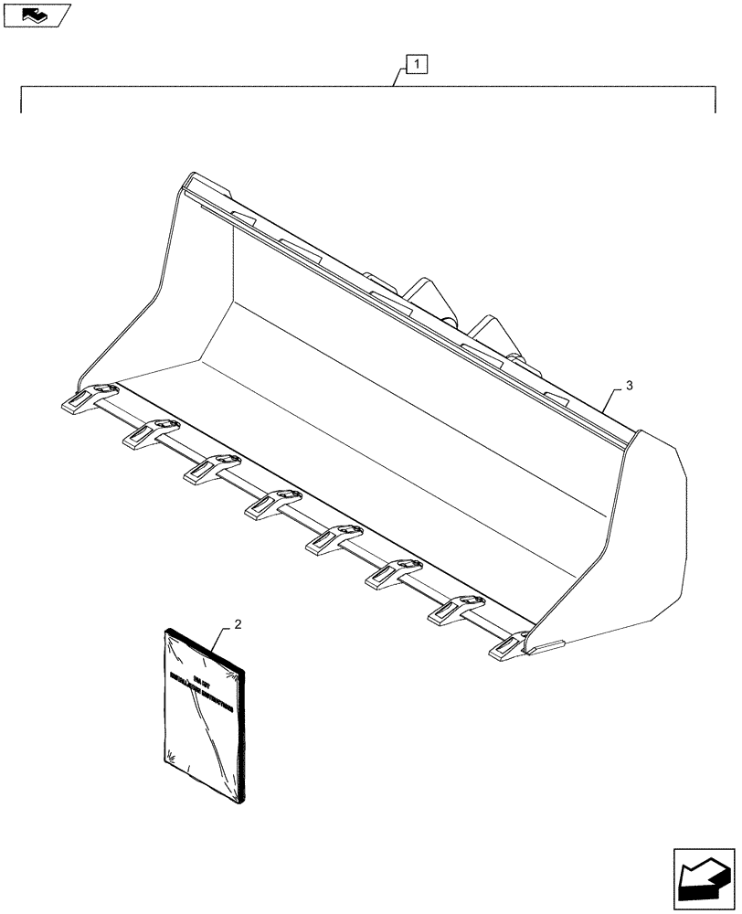 Схема запчастей Case TX842 - (88.088.03) - DIA KIT, BUCKET 1.1 MC WITH TEETH (88) - ACCESSORIES