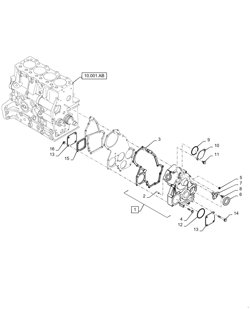 Схема запчастей Case SR175 - (10.102.BB) - FRONT ENGINE COVER (10) - ENGINE