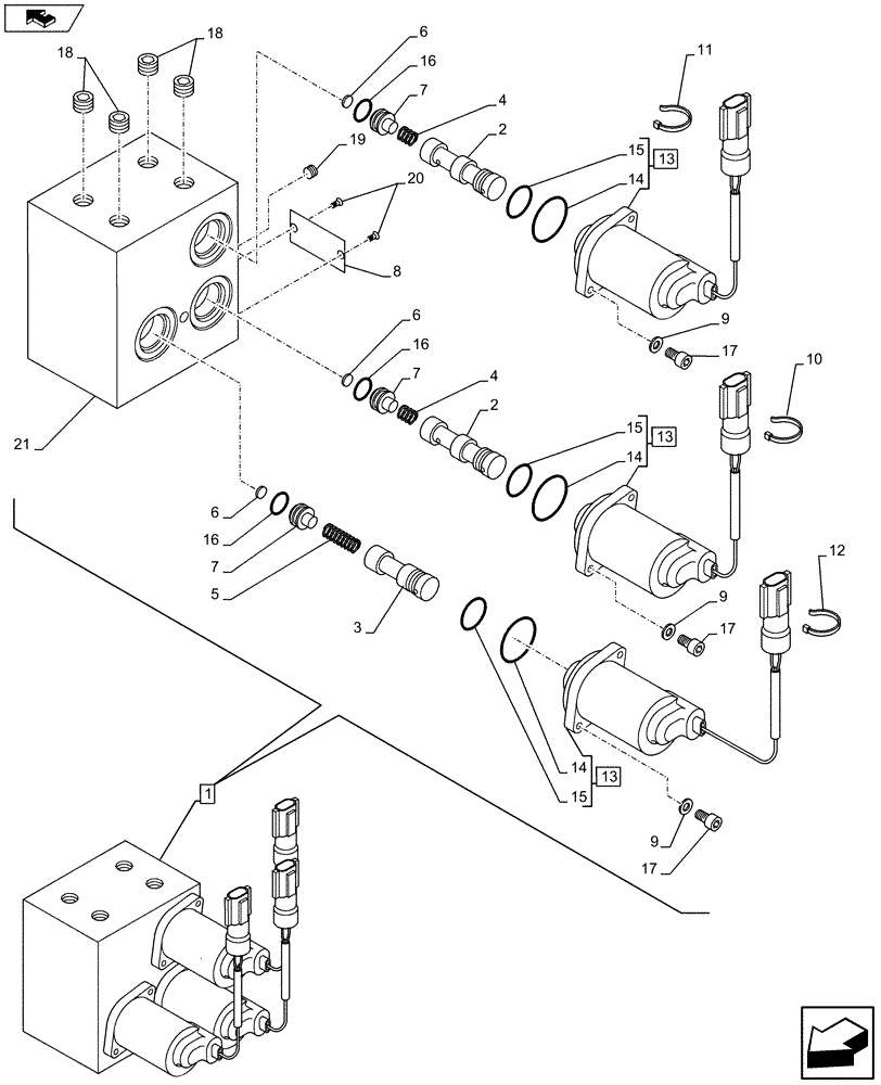 Схема запчастей Case CX75C SR - (35.357.AI[03]) - UNDERCARRIAGE SOLENOID VALVE (35) - HYDRAULIC SYSTEMS