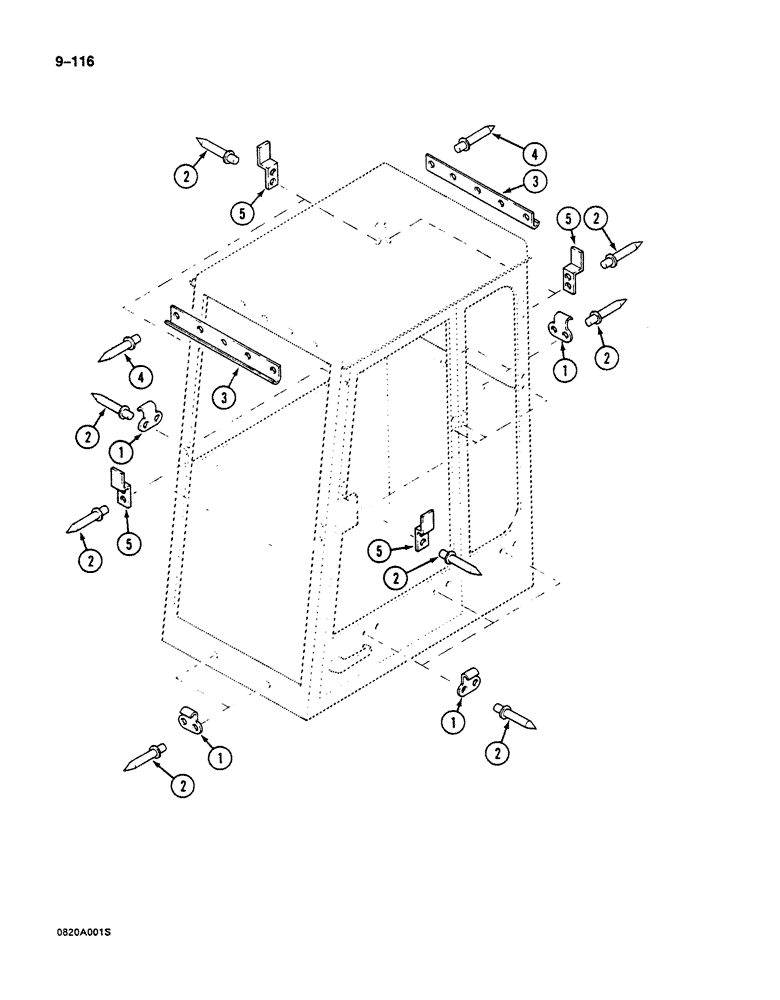 Схема запчастей Case 125B - (9-116) - OPTIONAL CAB ANTI-VANDALISM GUARDS, GUARD MOUNTING PARTS (09) - CHASSIS