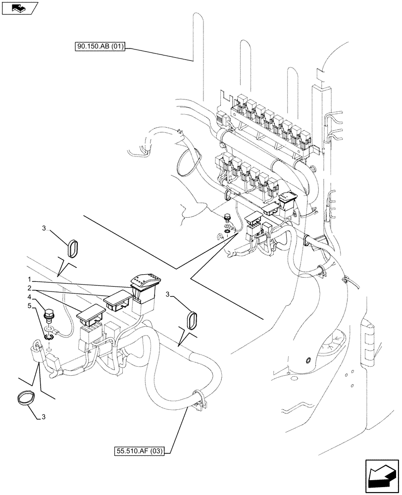 Схема запчастей Case CX75C SR - (55.512.BG[02]) - SWITCH PANEL (55) - ELECTRICAL SYSTEMS