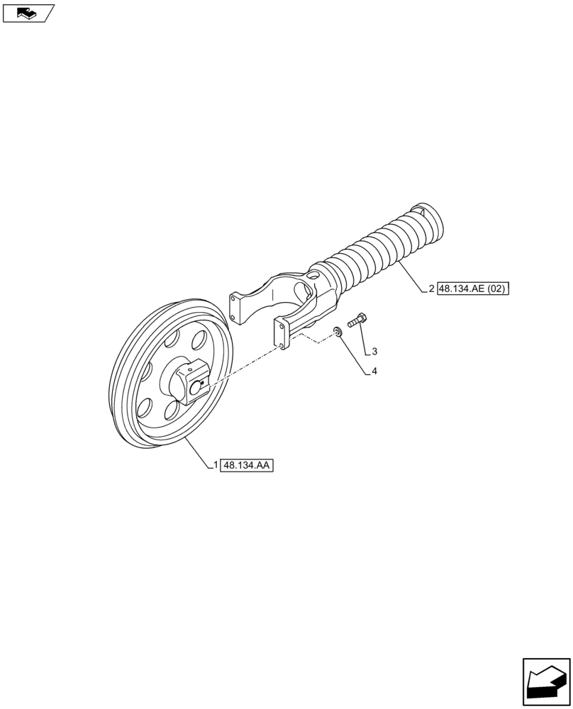 Схема запчастей Case CX75C SR - (48.134.AE[01]) - TRACK TENSIONER (48) - TRACKS & TRACK SUSPENSION