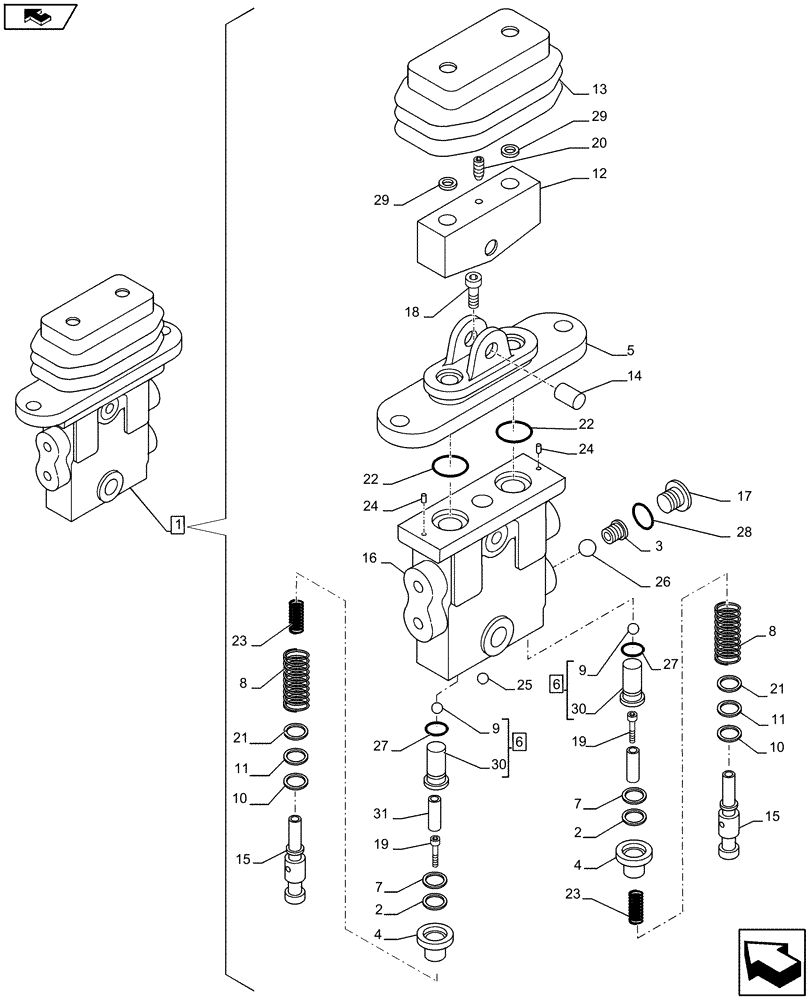 Схема запчастей Case CX75C SR - (35.356.AV[05]) - VAR - 461025 - COMMAND VALVE (35) - HYDRAULIC SYSTEMS