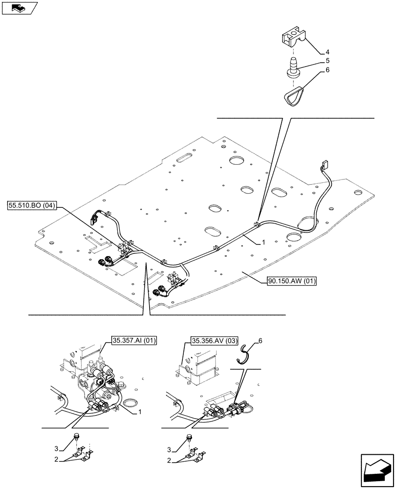 Схема запчастей Case CX75C SR - (55.510.BO[02]) - WIRE HARNESS PLATFORM (55) - ELECTRICAL SYSTEMS