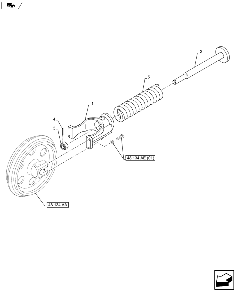 Схема запчастей Case CX80C - (48.134.AE[02]) - TRACK TENSIONER (48) - TRACKS & TRACK SUSPENSION