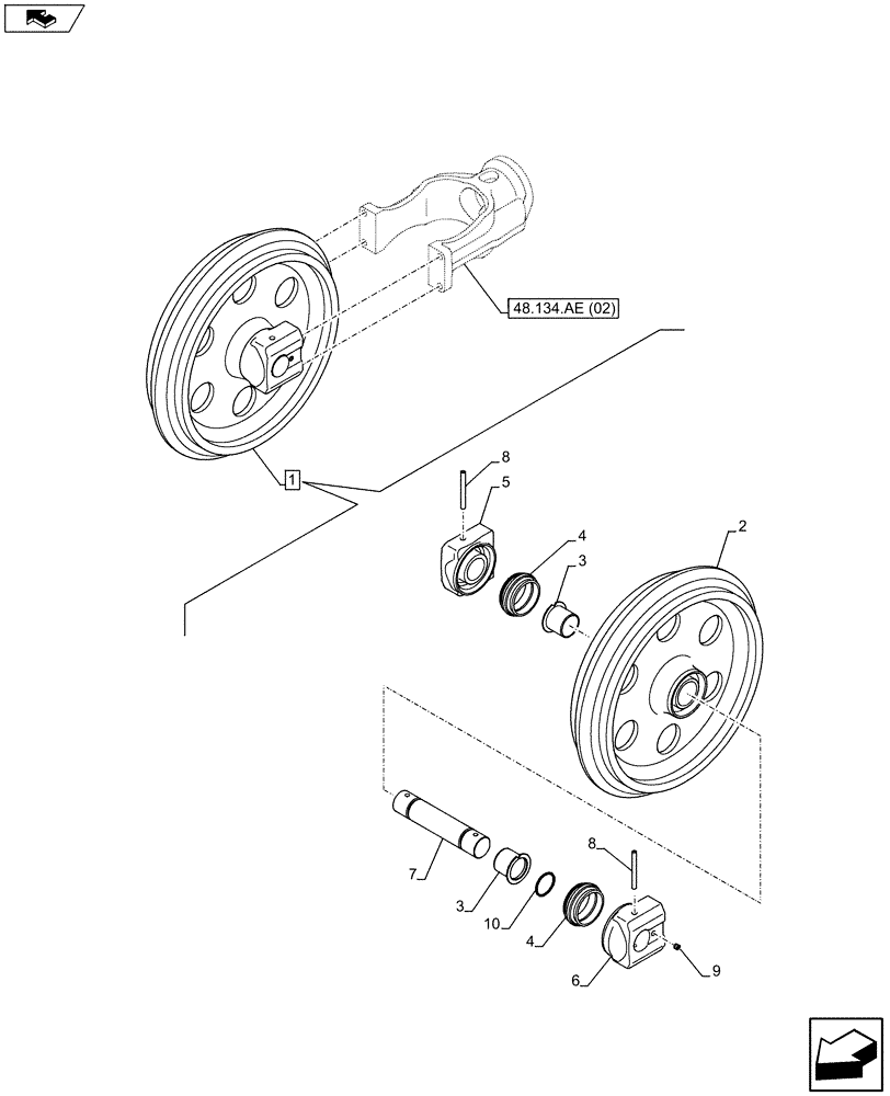 Схема запчастей Case CX80C - (48.134.AA) - IDLER WHEEL (48) - TRACKS & TRACK SUSPENSION