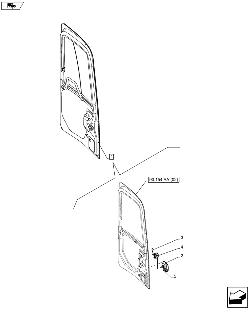 Схема запчастей Case CX80C - (90.154.AC[01]) - DOOR HANDLE (90) - PLATFORM, CAB, BODYWORK AND DECALS