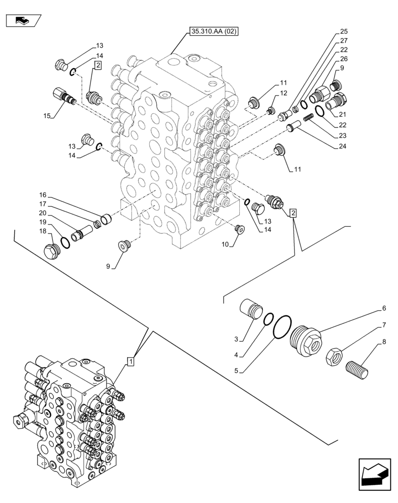 Схема запчастей Case CX75C SR - (35.310.AA[11]) - VAR - 461025 - CONTROL VALVE (35) - HYDRAULIC SYSTEMS