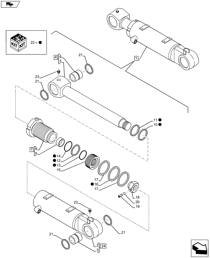 Схема запчастей Case CX80C - (35.741.AA[01]) - BLADE CYLINDER (35) - HYDRAULIC SYSTEMS