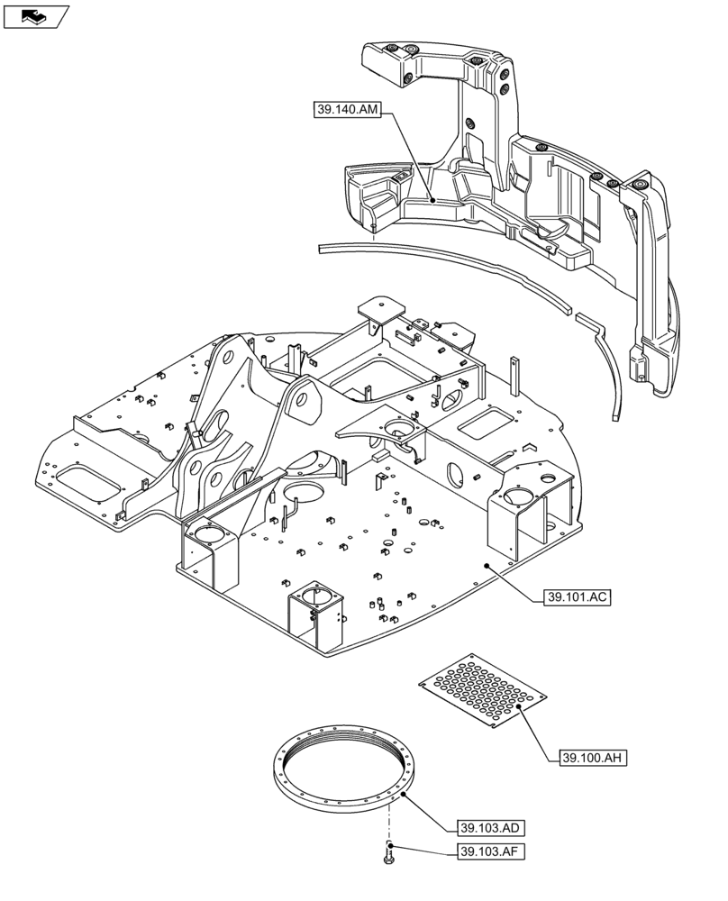 Схема запчастей Case CX75C SR - (39.000.00) - SECTION INDEX - FRAMES AND BALLASTING (39) - FRAMES AND BALLASTING
