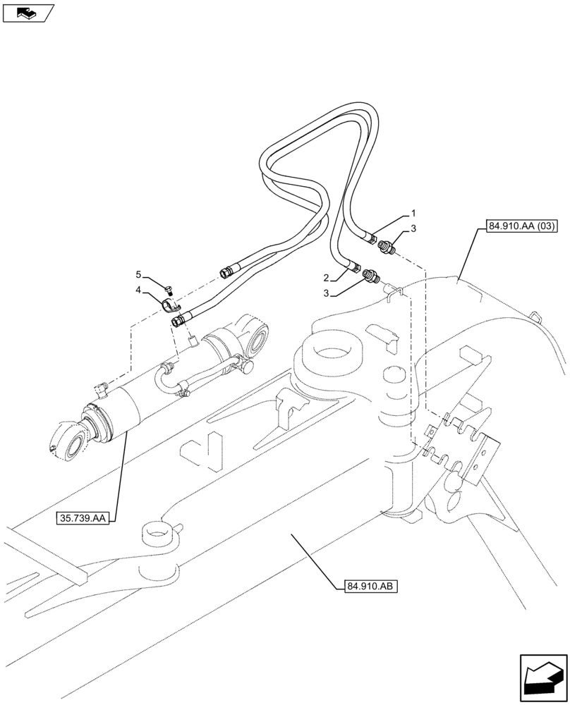 Схема запчастей Case CX75C SR - (35.739.AE[01]) - VAR - 461025 - SWING CYLINDER LINE (35) - HYDRAULIC SYSTEMS