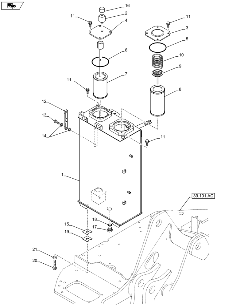 Схема запчастей Case CX80C - (35.300.AQ) - OIL RESERVOIR (35) - HYDRAULIC SYSTEMS