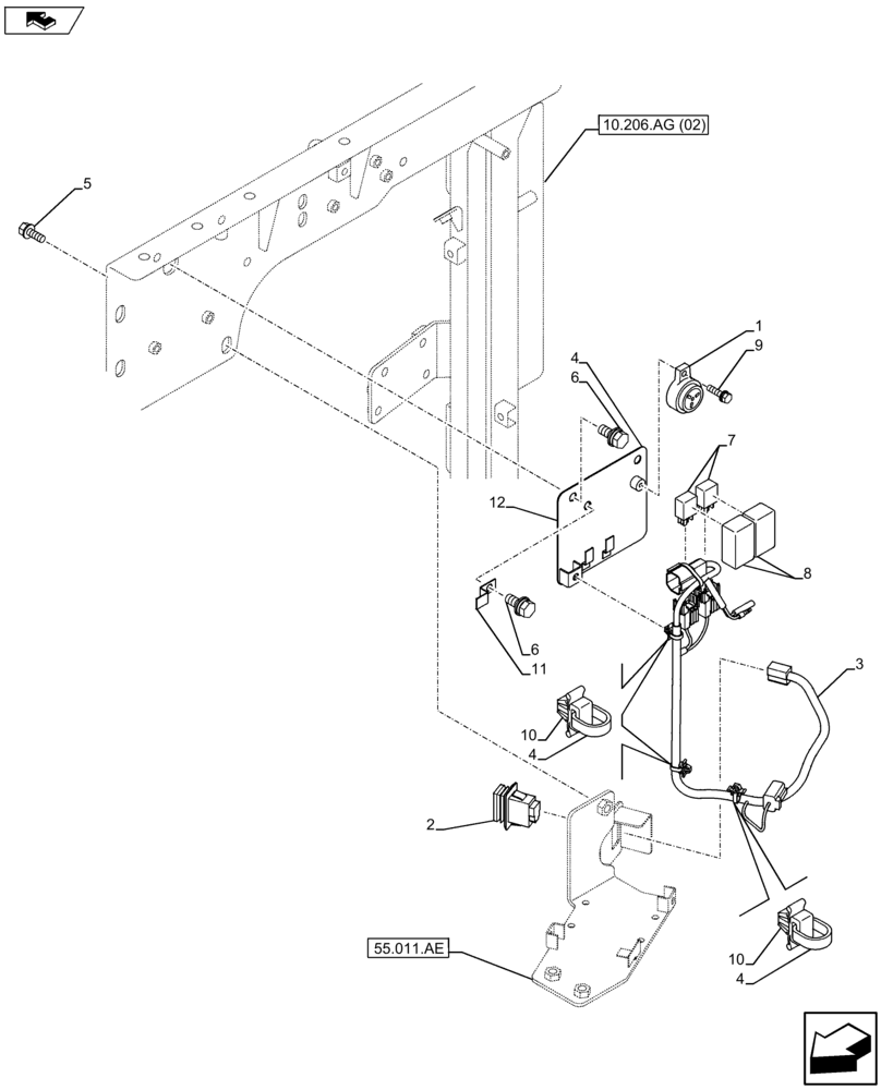 Схема запчастей Case CX75C SR - (55.408.BE) - VAR - 481257 - BACKUP OR REVERSE ALARM (55) - ELECTRICAL SYSTEMS