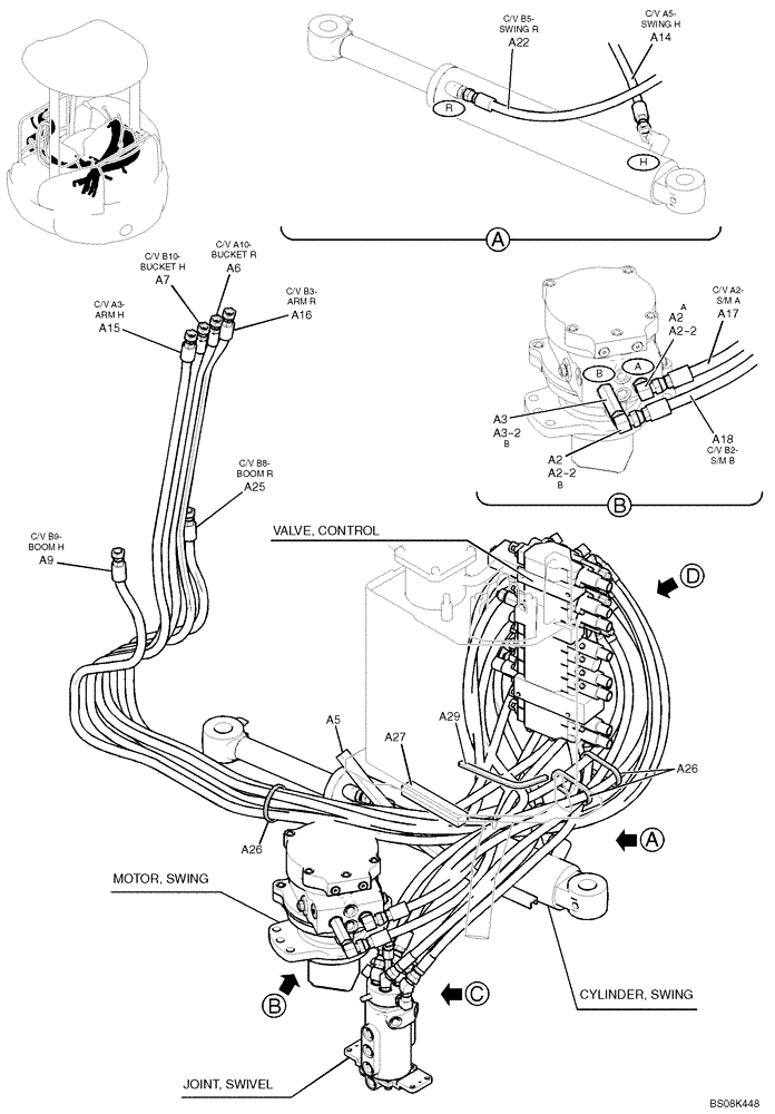 Схема запчастей Case CX27B BTW - (01-023) - HYDRAULIC LINES, UPPER 1 OF 2 (PM03H00018F1) (35) - HYDRAULIC SYSTEMS