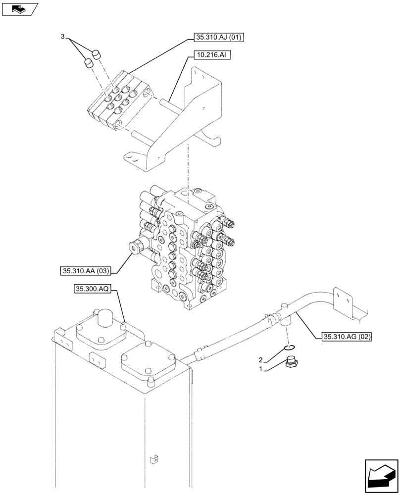 Схема запчастей Case CX75C SR - (35.310.AG[10]) - VAR - 461868 - OIL RETURN LINE (35) - HYDRAULIC SYSTEMS