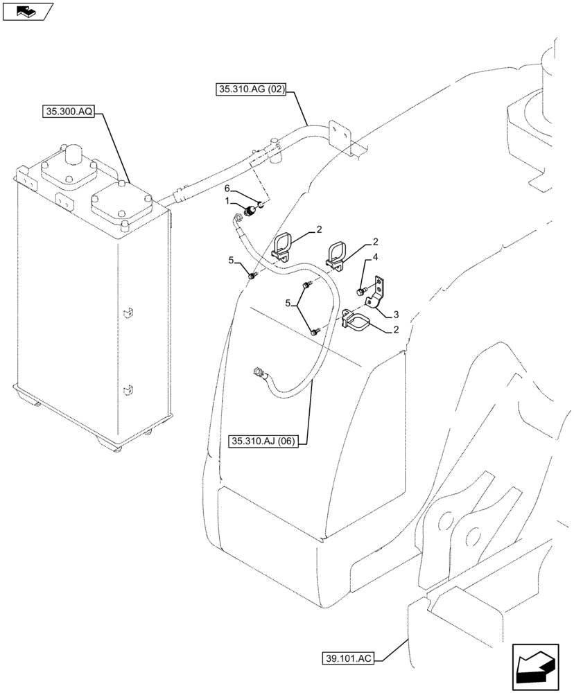 Схема запчастей Case CX75C SR - (35.310.AJ[14]) - VAR - 461559, 481064 - CONTROL VALVE HOSE (35) - HYDRAULIC SYSTEMS