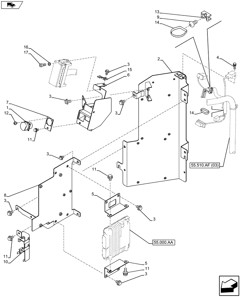 Схема запчастей Case CX75C SR - (55.512.BG[03]) - SWITCH PANEL (55) - ELECTRICAL SYSTEMS