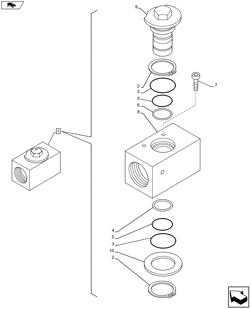 Схема запчастей Case CX75C SR - (35.360.AL[01]) - VAR - 461865 - STOP VALVE (35) - HYDRAULIC SYSTEMS