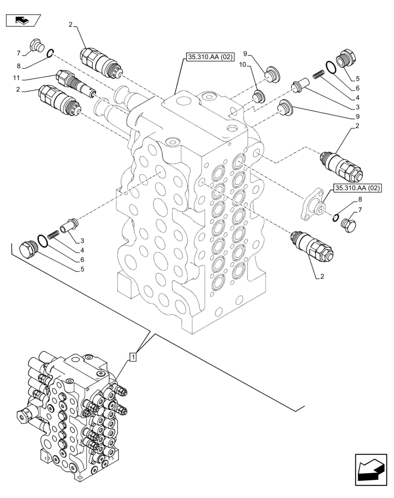 Схема запчастей Case CX75C SR - (35.310.AA[08]) - VAR - 461025 - CONTROL VALVE (35) - HYDRAULIC SYSTEMS