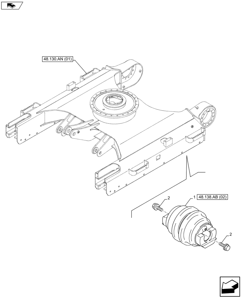 Схема запчастей Case CX75C SR - (48.138.AB[01]) - TRACK FRAME ROLLER (48) - TRACKS & TRACK SUSPENSION