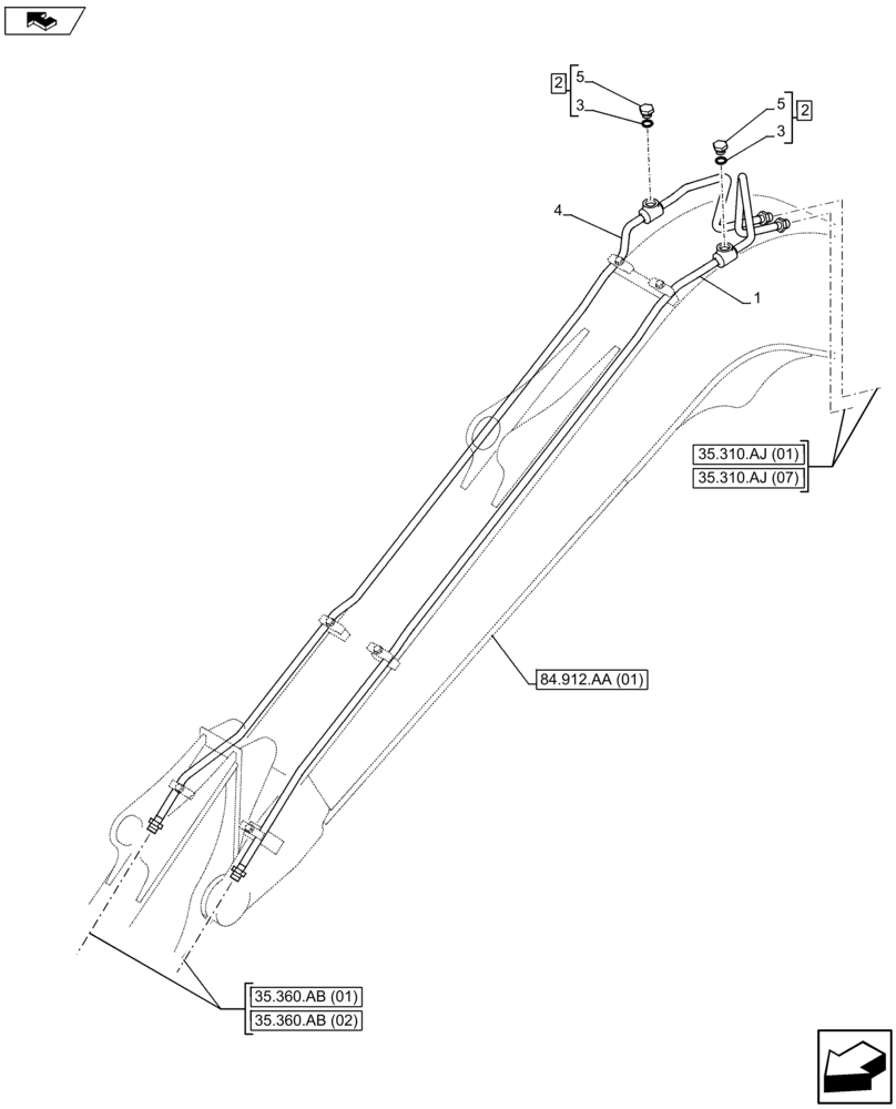 Схема запчастей Case CX75C SR - (35.360.AB [03]) - VAR - 461865, 461868, 461561 - HAMMER SYSTEM LINES (35) - HYDRAULIC SYSTEMS