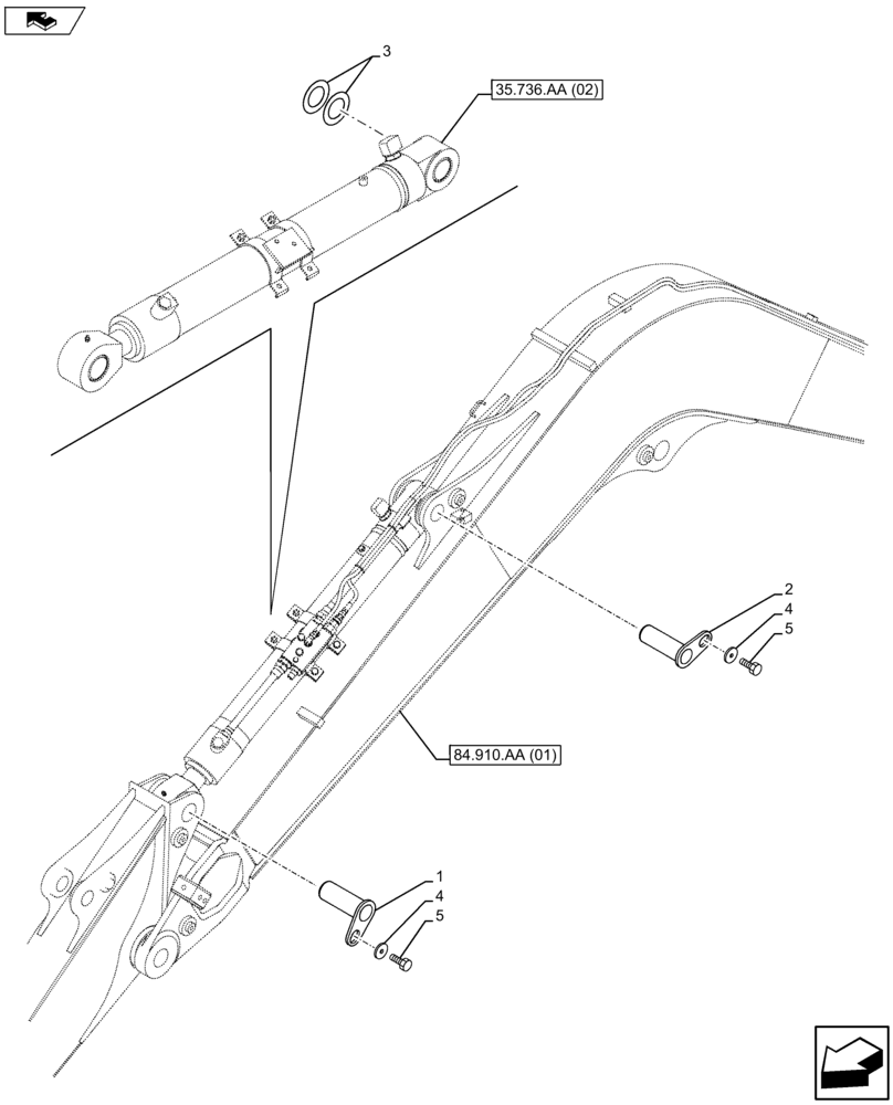 Схема запчастей Case CX75C SR - (84.910.AC[05]) - VAR - 461559, 481064 - PIN (84) - BOOMS, DIPPERS & BUCKETS