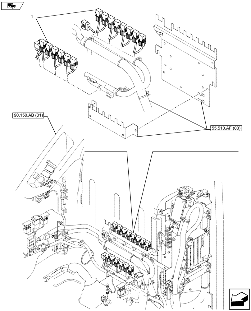 Схема запчастей Case CX75C SR - (55.100.DO[01]) - FUSE RELAY BOX (55) - ELECTRICAL SYSTEMS