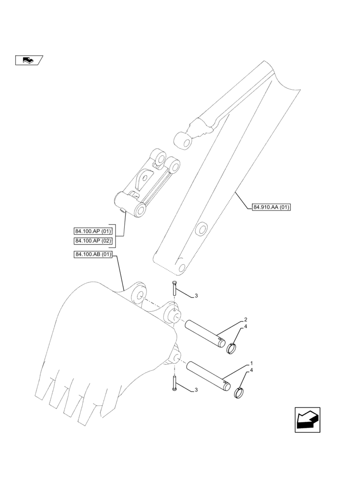 Схема запчастей Case CX75C SR - (84.100.AQ) - VAR - 781172, 481062, 481063, 481265 - LINKAGE PIN (84) - BOOMS, DIPPERS & BUCKETS