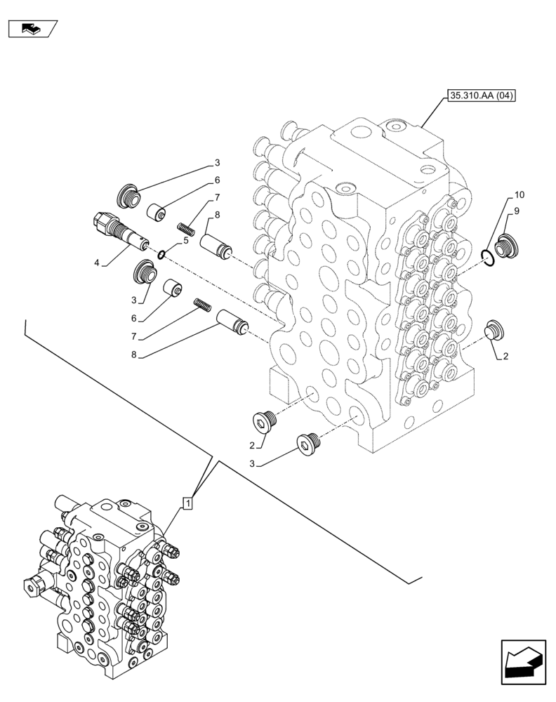 Схема запчастей Case CX75C SR - (35.310.AA[18]) - CONTROL VALVE (35) - HYDRAULIC SYSTEMS