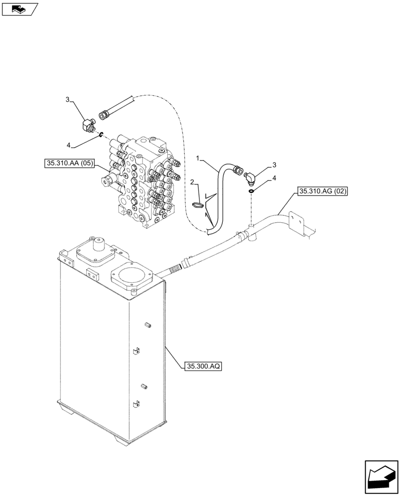 Схема запчастей Case CX75C SR - (35.310.AG[17]) - VAR - 461863 - OIL RETURN LINE (35) - HYDRAULIC SYSTEMS