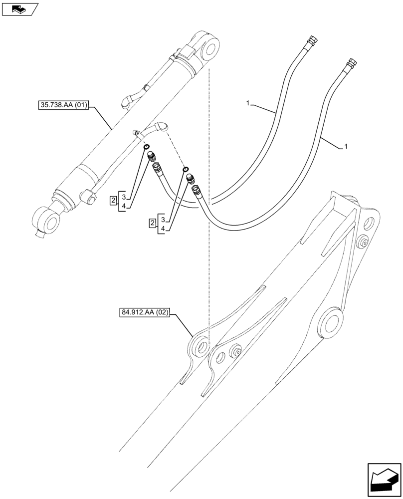 Схема запчастей Case CX75C SR - (35.738.AE[03]) - VAR - 481265 - HYDRAULIC LINE (35) - HYDRAULIC SYSTEMS