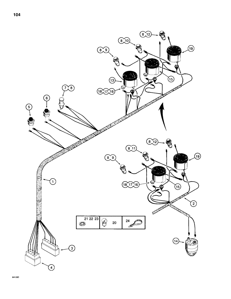 Схема запчастей Case 1280B - (104) - ELECTRICAL HARNESS - RIGHT-HAND CONSOLE (04) - ELECTRICAL SYSTEMS