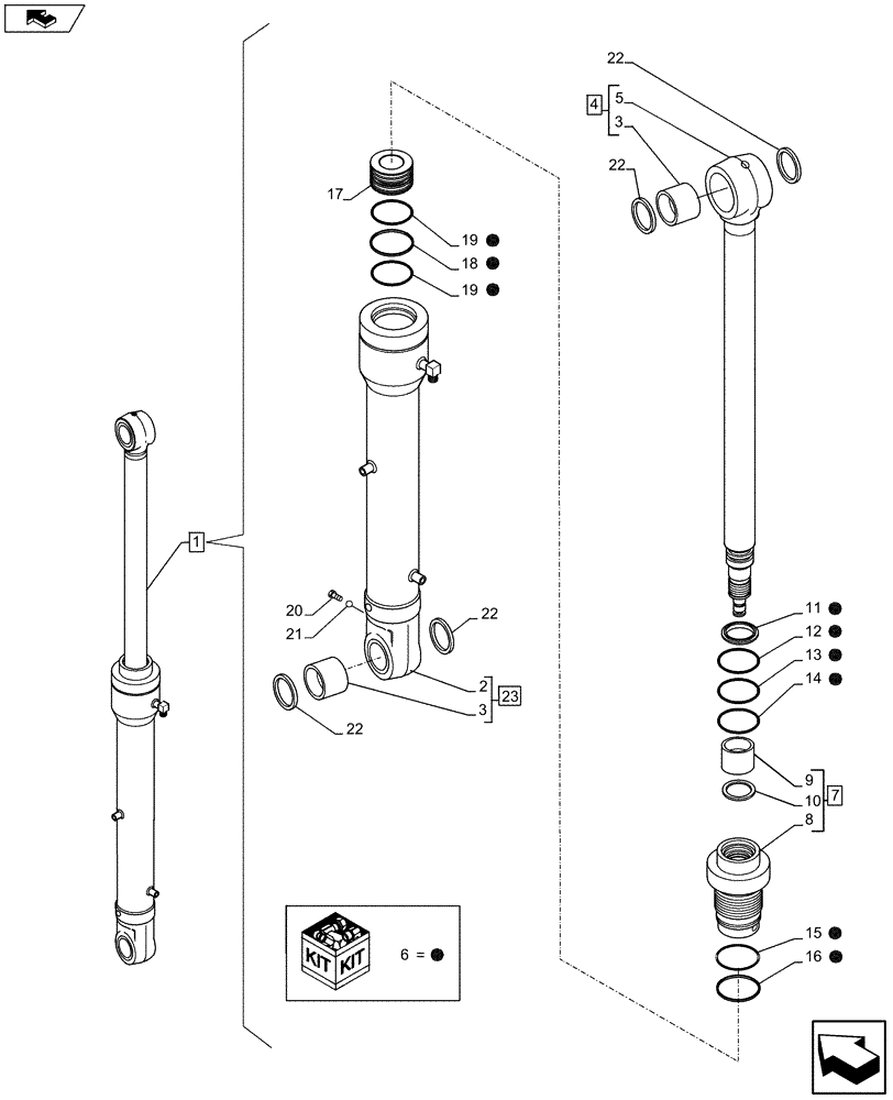 Схема запчастей Case CX75C SR - (35.739.AA) - VAR - 461025 - SWING CYLINDER (35) - HYDRAULIC SYSTEMS