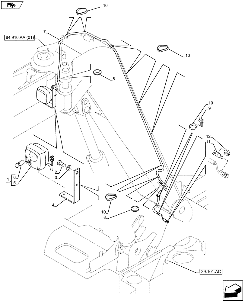 Схема запчастей Case CX75C SR - (55.404.BS[03]) - VAR - 461025 - WORK LIGHT (55) - ELECTRICAL SYSTEMS